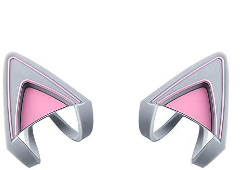 HUYUN Silicone Headsets Cat Kitty Ears Lovely Attachable Accessory Perfect Compatible for SteelSeries Arctis 3 Arctis 5, Bose NC700 QC35 Silver Gray White Mercury Headphones