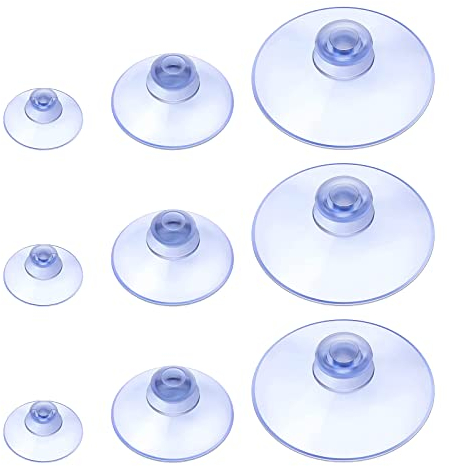 Jc.upin 15 Packs Suction Cup, 20-30-45 mm (3 Sizes) Plastic Sucker Pads Without Hooks, Window Suckers Mushroom Head Suction Pads for Outdoor, Kitchen Bathroom Window Mirror, Round Button Suction Cups