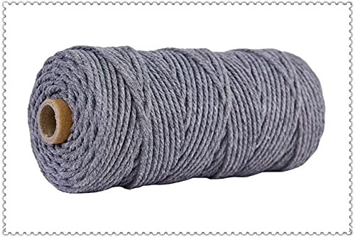 chlzekai mm Bunte Baumwollkordel, Beige, verdreht, Handwerk, Makramee-Schnur, DIY Heimtextilien, Hochzeit, dekorative Versorgung, 110 Yard, Braidedrope-grau