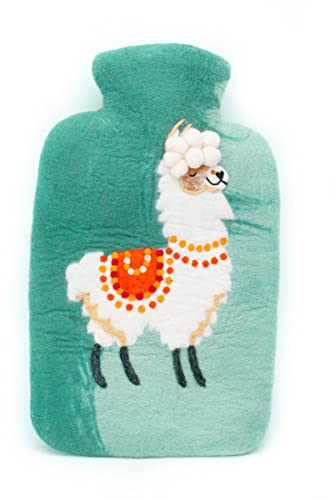 feelz - Wärmflasche Alpaka, lustige Bettflasche aus 100% Wolle (Merino), orange oder mint, Handarbeit, Fairtrade (Mint - Bezug mit Innenflasche)