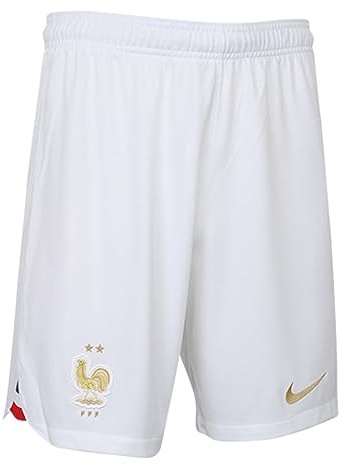 Nike France Homme Season 2022/23 Official Shorts, White/White/Metallic Gold, S EU