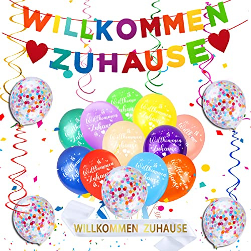 Willkommen Zuhause Deko - Vormontierte Girlande aus Filz für Baby Geburt, Herzlich Willkommen, Welcome Home