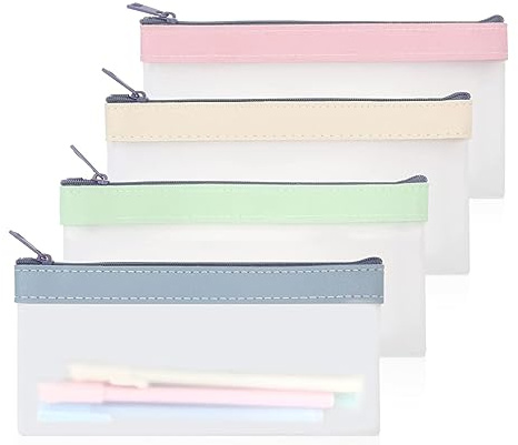 VMINOG astuccio astuccio trasparente 4 pack traslucido astucci extra soft TPU astuccio scuola beauty case da viaggio per forniture ufficio, cosmetici organizer multiuso(bianco, blu, verde, rosa)