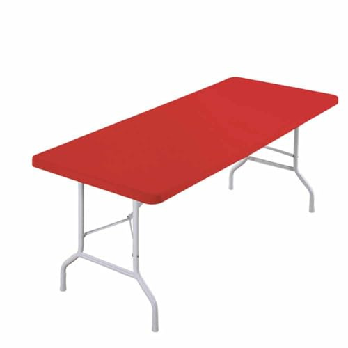 SHTGOI Elastische Tischdecke Dehnbare Spandex Tischdecke Rechteckig Tischschoner mit Gummizug Waschbar und Faltbar Gartentischdecke für Outdoor Terrasse Party Camping Tisch Rot 6FT（183 * 76cm）