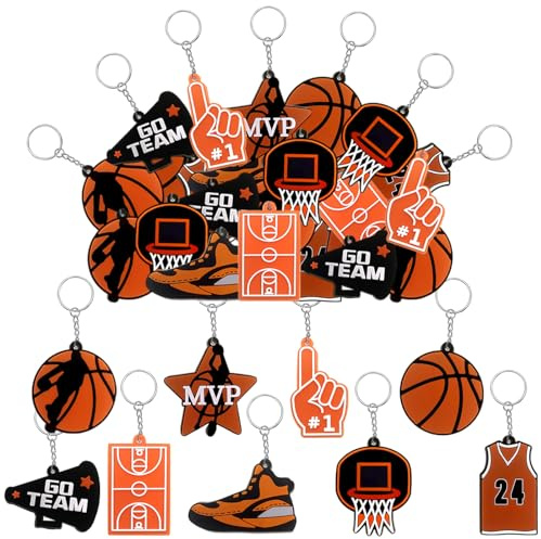 MEIYIFAN 36 Stück Basketball-Schlüsselanhänger,Sport-Schlüsselanhänger für Party-Tasche Geschenke Kind Schule Sport Belohnung