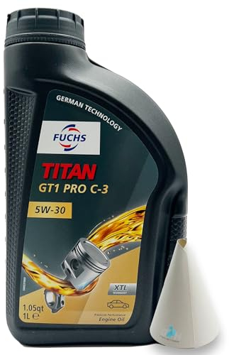 1 L Fuchs Titan GT1 Pro C-3 5W30 | passend für | VW 504 00 | VW507 00 | MB 229.51 | BMW LONGLIFE-04 | PORSCHE C30 | 1 Liter | Motoröl | Motorenöl |mit Trichter
