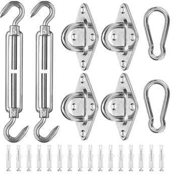 ZFYQ Kit de Fijación para Vela de Sombra, 40 Piezas de Montaje para Toldo de Acero Inoxidable, Adecuado para Rectángulo y Triángulo, M5