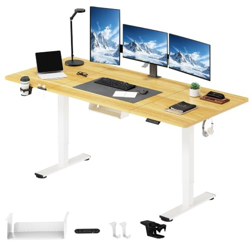 SANODESK Höhenverstellbarer Schreibtisch 180x80 cm, Schreibtisch Höhenverstellbar Elektrisch Ergonomischer Steh-Sitz Tisch Computertisch mit Memory-Funktion(Ahorn)