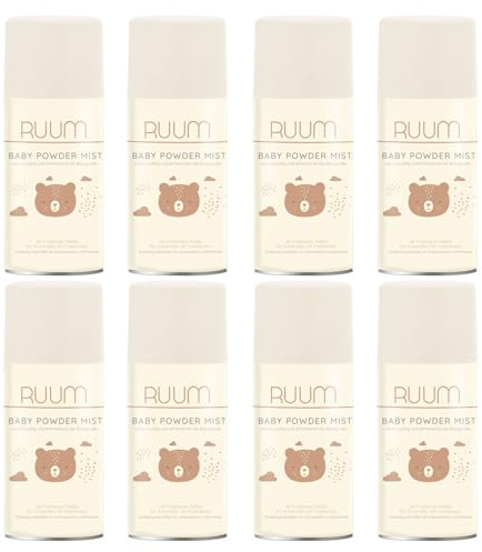 RUUM Lufterfrischer Nachfüller Baby Powder Mist 250ml (8er Pack) | Raumduft-Spray-Nachfüller, kompatibel mit Freshmatic Max, sanft-pudriger Duft