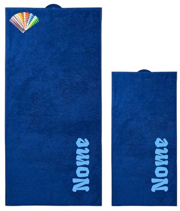 AmiAmarena Set 2 Asciugamani, viso e mani, personalizzati in 100% cotone. Asciugamani palestra, asilo nido, idea regalo. Con asola.