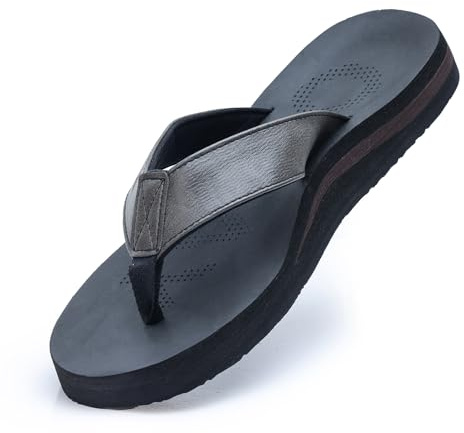 MGGMOKAY Chanclas Hombre Verano Playa Flip Flops Ortopedicas Soportes de Arco Sandalias,Negro,43