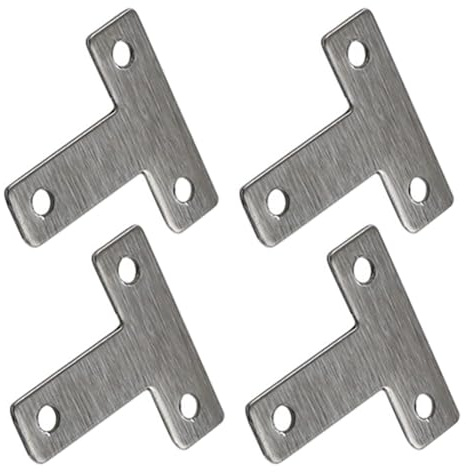 FEEIMOL 20 Piezas Acero Inoxidable Soportes de Esquina Plano Escuadras de Ángulo Forma de T Plano de Soporte Estanterias Conectores para Madera Muebles Gabinetes Mesas Sillas 40x40mm