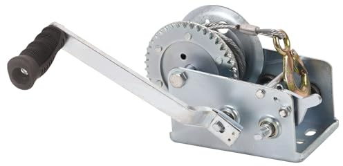 Dawot Cabrestante de remolque para barco, 2500 libras, gancho resistente con correa negra de 10 m, cabrestante de trinquete de manivela y relación 4:1/8:1, engranaje de 2 velocidades conmutables de 2