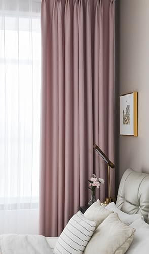 Daesar Gardinen mit Haken 2er Set, Vorhang Blickdicht Rosa Leinenoptik Einfach Modern 102x160CM Verdunklungsvorhänge Kinderzimmer Schlafzimmer Wohnzimmer