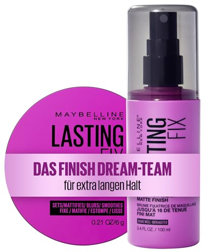 Maybelline New York Fixier-Puder, Lasting Fix Loose Setting Powder, Transparent, 6 g + Fixier-Spray, Lasting Fix Make-Up Setting Spray, Mattierend und langanhaltend, Transparent, 100 ml