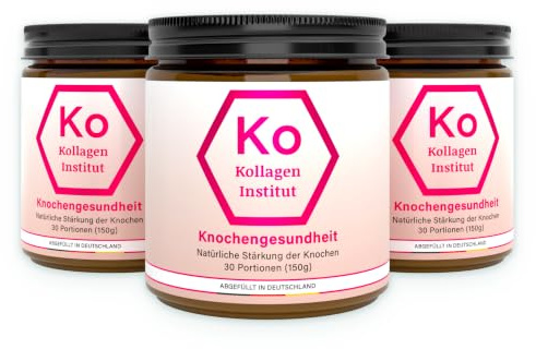 Kollagen Institut Hochdosiert Bioaktiv Collagen Pulver für Knochen – Struktur für Calcium, starke Knochen, Osteoporose Prävention, 3er Pack, Typ 1 Kollagenhydrolysat