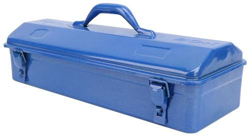 Blue Toolbox Metal Structure High Load Bearing Portable Tool Storage Organizer for Workshop Garage Car Job Site Fishing Tackle and Gear Box (410 Toolbox)