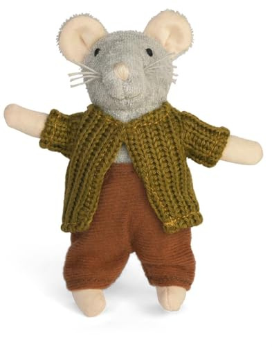 Sam & Julia - Kuscheltier Maus Sams Vater – das Original aus der beliebten Kinderbuch-Reihe - 1/12 Größe für Standard-Puppenhaus - enthält: 1 Stofftier Maus 12cm - für Kinder jeden Alters