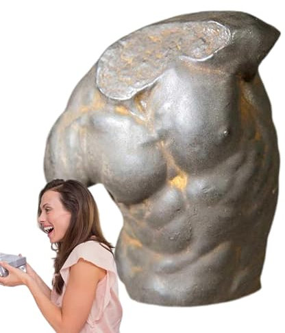 Misaakoeq Männliche Torso-Figur | Oberkörper Muskulöser Torso Figur für Männer | Künstlerische Vintage-Statue für Schlafzimmer, Eingang, Bücherregal, TV-Schrank, Wohnzimmer
