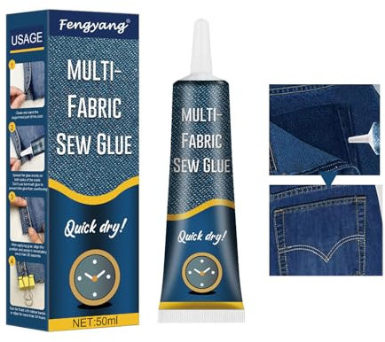 Fengyang® Colla Per Tessuti, Adesivi Per Tessuti Lavabili, Adesivo Per Tessuti Trasparente Lavabile E Lmpermeabile, Adatta A Cotone, Flanella, Denim, Pelle