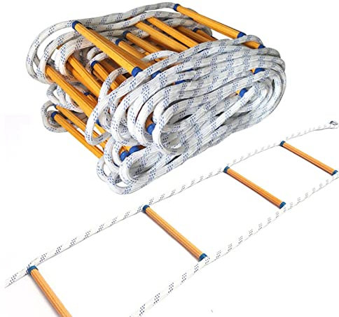 CZYGPHY Not-Feuer-Flucht-Strickleiter 5 m – 20 m, tragbare Sicherheitskletterfensterleiter für Spielgeräte für drinnen oder draußen, Baumhaus, Spielplatz, 16FT/5M
