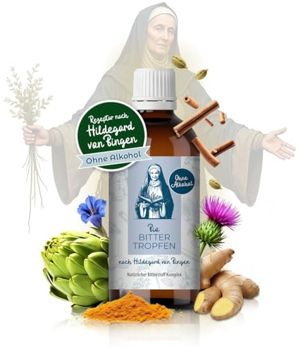 Bitterstoffe Tropfen ohne Alkohol – bio 100 ml - hochdosiert – 9 Bitterkräuter – bei Heißhunger & Verdauung – vegan – 100 ml – Made in Germany – nach Hildegard von Bingen