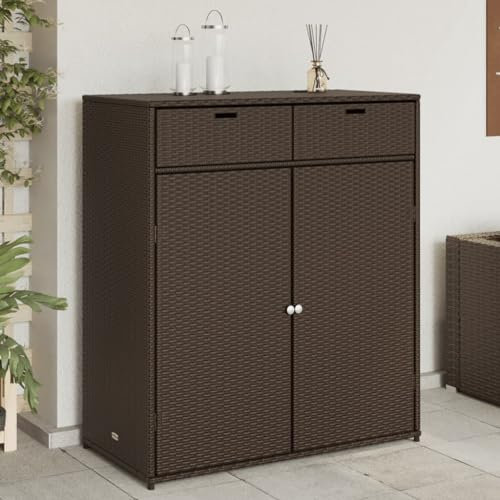 Home & Garden-Garden Aufbewahrungsschrank, braun, 105 x 55 x 113 cm, Poly-Rattan-Möbelwahl