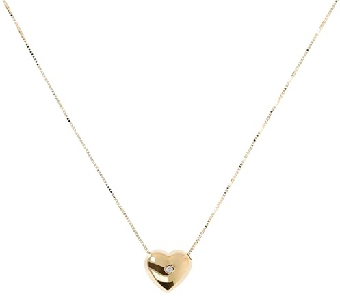 MILOR - Collana Donna Oro con Cuore; Collana Donna con Ciondolo e Pietra; Regalo Compleanni, Anniversari, Festa Mamma
