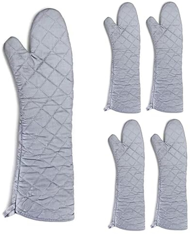 2 Pairs 24 Inch Extra Extra Long Oven Mitts Heat Resistant Cotton Lining Oven Thick Gloves Kitchen Food Service Mittens for Pot Holders Cooking Baking BBQ
