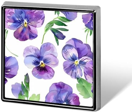 Purple Pansy Flower Square Brooch Metal Pin Badges Fashion Lapel Pins Jewellery Unisex