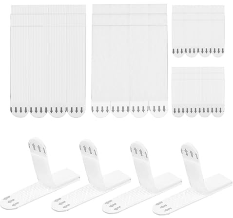 24 Pairs Velcro Picture Hanging Strips Heavy Duty No Nails Photo Frame Wall Stickers Water Resistant Hooks for Wall Damage Free Adhesive Poster Refill (92 * 19mm, 46 * 16mm) White