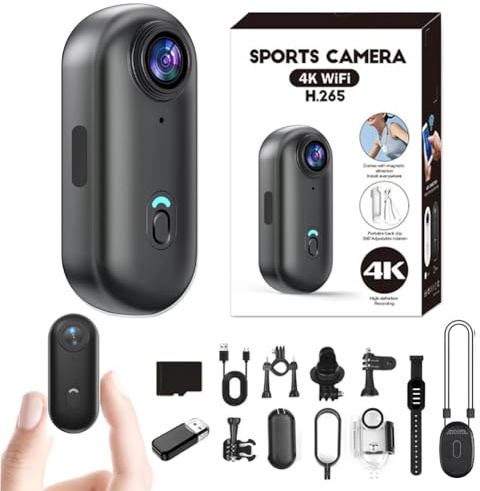 IonicSwift Camera - Videocamera Pov per equitazione, I3 4K, con clip, guscio ispessito a prova di caduta, montaggio ovunque, videocamera da casco ultra larga a 170°, per ciclismo e vlogging, 128 GB