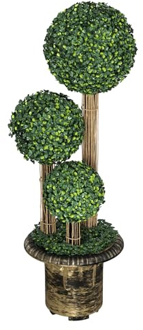 HENGMEI Bosso artificiale, 90 cm, piante artificiali con vaso, albero di bosso artificiale sempreverde, per soggiorno, camera da letto, ufficio (sfera)