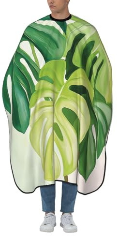 Woshuwo Monstera Plant Leaves Hair Cutting Apron,Salon Barber Apron For Adult