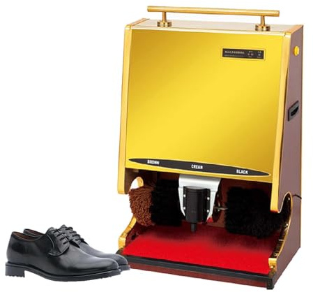 Professionell Automatisk Skoputsmaskin, Dubbelborste för Snabb Rengöring och Polering, Passar Läder- och Skinnskor, 1200W Elektrisk Skoputsare, Titanlegering, Hem och Hotell(Gold)
