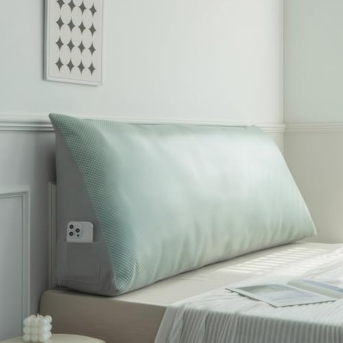 SHAIRMB Almohada Triangular para Cabecero, Almohada Grande En Forma De CuñA, Cojines Decorativos, CojíN para Leer En El Respaldo De La Cama, CojíN Lumbar para Sofá Cama,01,90x50x20cm