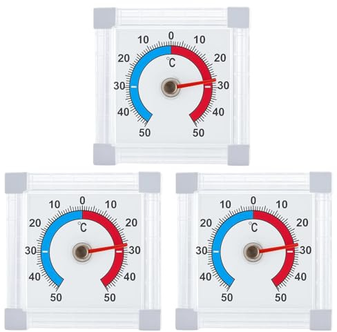 Outdoor Thermometer, 3-Pack Weatherproof Outside Thermometer for Garden and Window, Indoor Outdoor Thermometer Stick On, 7.5 * 7.5 * 2.5cm