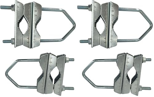 PremiumX 2 x Abrazadera Doble para Mástil de Satélite Tubo de Doble Soporte de Acero Galvanizado - Abrazadera doble para mástil de hasta 60 mm de Ø (Paquete de 2)