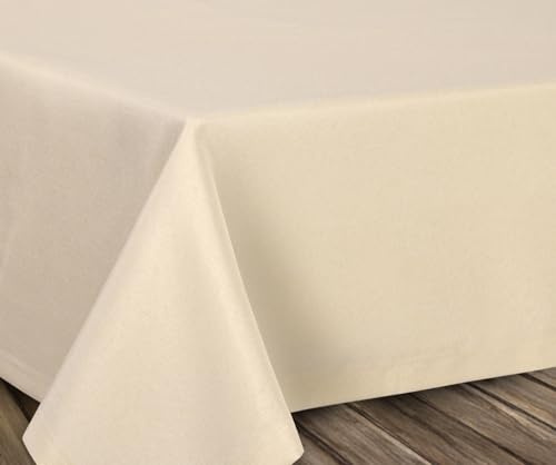 BEAUTEX fleckenabweisende und bügelfreie Tischdecke - Tischtuch mit Lotuseffekt - Tischwäsche in Leinenoptik, Rund 140 cm, Creme | fleckenabweisend, bügelfrei, pflegeleicht, Lotuseffekt, viele Größen & Farben, für Küche, Esszimmer, Balkon & Garten