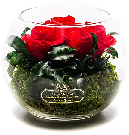 Rosen-Te-Amo |Konservierte Blumen-Arrangement, duftend, rot handgemacht mit echten Foliage Geburtstagsgeschenk für Frauen, Rosen Geschenke für Mama Blume zum Weihnachten, Valentinstag, Muttertag