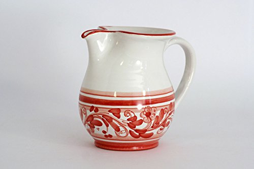 CEAR ceramiche - Brocca da Vino Natalizia da 1 Litro in Ceramica di Caltagirone, Realizzata e Decorata a Mano con Motivi e Colori Festivi. Raffinata e Ornamentale