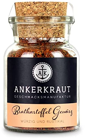 Ankerkraut Bratkartoffel, Gewürzzubereitung für Bratkartoffeln, Gewürzmischung für Kartoffeln, Hausmannskost deftig und lecker, 80 g im Korkenglas