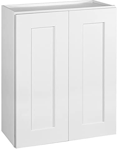 Design House Brookings Shaker Unassembled Wall Kitchen Cabinet W2430, 24 W x 12 D x 30 H, Painted White, Solid Wood, Design House, 561720