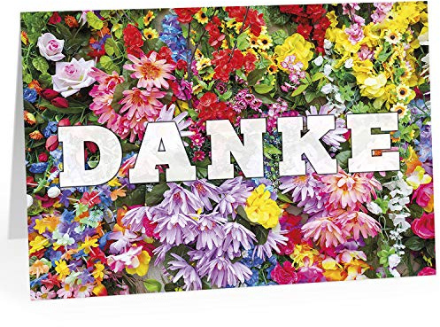 XXL Dankeskarte (A4) | Viele Blumen mit Foto | mit Umschlag | edle und hochwertige Klappkarte | Als Dankeschön | Große Karte um Danke zu sagen | Maxi Danksagung | Karte | Überformat