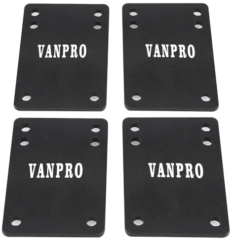 vanpro Trucks pad 1/8 Rubber Skateboard Risers for Preventing Wheelbite and Absorbing Impact Shock, Reduces Vibrations to Extend Hardware Life(Snow Black, Pack of 4)