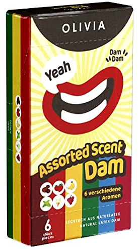 Olivia Lust Scent Dental Dam Latex, 6 Stück - farbige Lecktücher mit Aroma