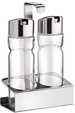 PINTINOX Prima Collection, Oliera 2 Pezzi (Olio e Aceto) in Acciaio Inox e Vetro con Sistema Salva Goccia