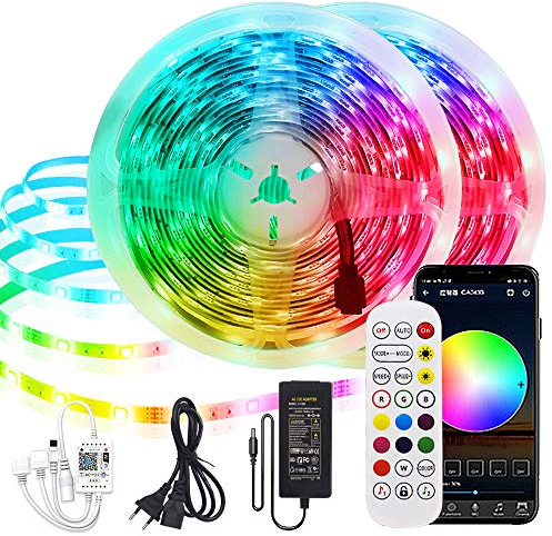 XUNATA LED Strip 20M, WiFi 5050 RGB LED Streifen, Smart App-Steuerung, Sync mit Musik, mit Fernbedienung, Kompatibel mit Alexa, Echo und Google Home für Schlafzimmer Zuhause Schrankdek
