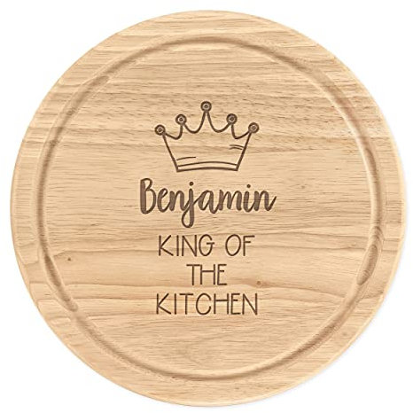 Personalisiert Holz Zerkleinern Käsebrett Rund 25cm Personalisiert Name King Of die Küche