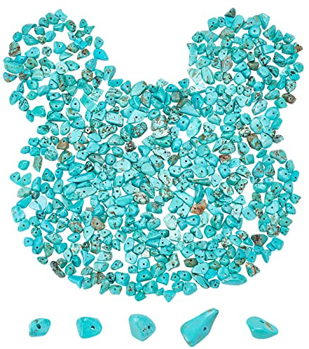 SUNNYCLUE 1 Box 400 Stück Natürliche Steinperlen Türkis Chip Perlen Steine Unregelmäßige Chips Stein Natürliche Edelsteinperlen Mit Löchern Zum Basteln von Ohrringen Und Armbändern 5~8 mm
